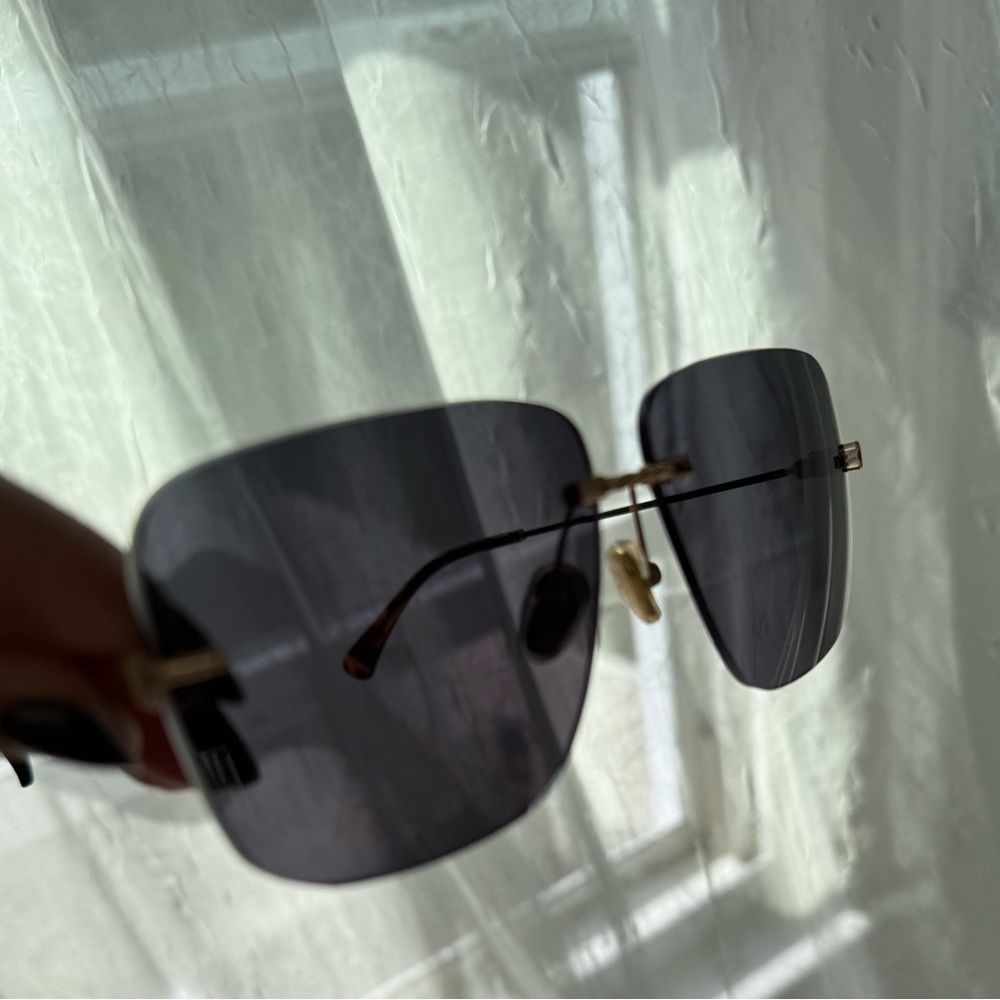 DEZI 2000s Gold and Dark Smoke Square Rimless Sunglasses - Picture 10 of 15